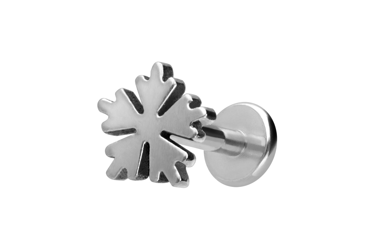 Titan Labret Piercing mit Innengewinde SCHNEEFLOCKE
